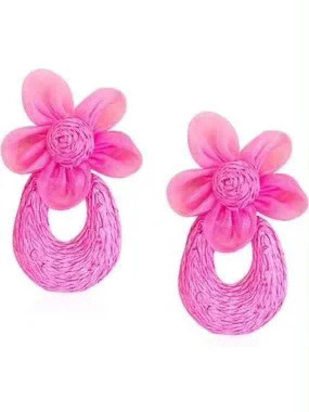 Anthropologie Vibrant Pink Floral Drop Earrings